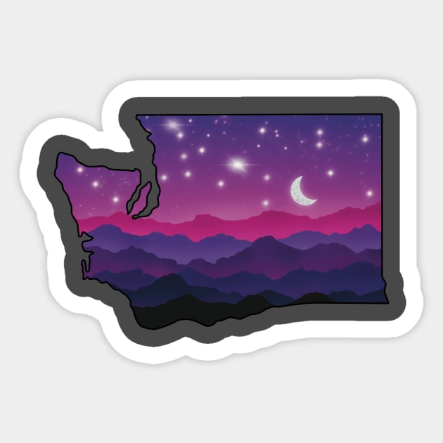 Washington mountains at night Sticker by LM Designs by DS